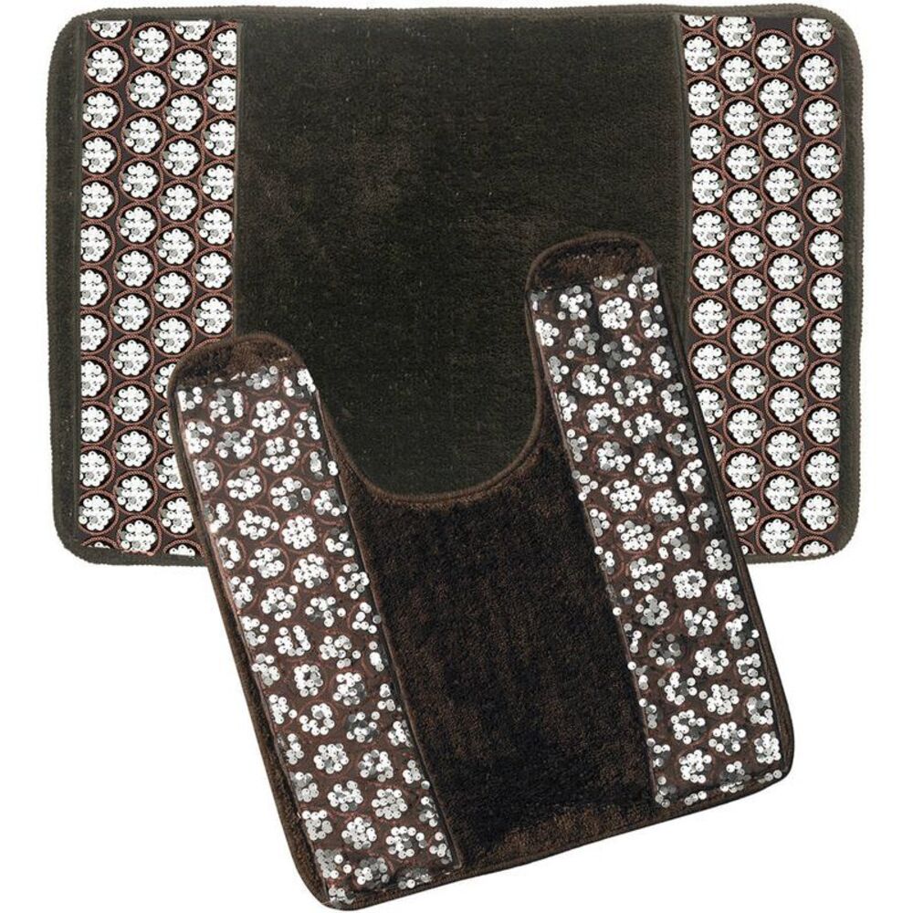 Popular Bath Sinatra Orb Bathroom Banded Bath & Contour Rug Set